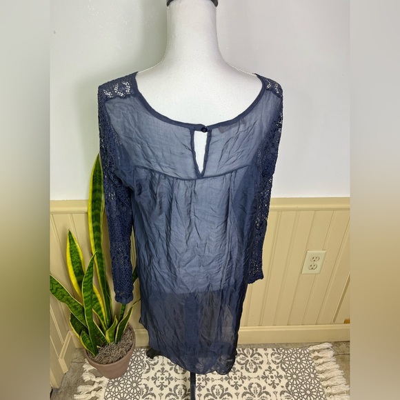 Giulia Sheer Navy Lace Dress S | Made in Italy Boho Festival Romantic Fairycore - Picture 5 of 11